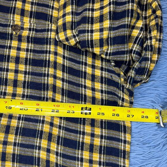 VINTAGE Plaid Flannel Button Down Shirt Size XXL Mens Casual Blue Yellow Y2K - Picture 9 of 11